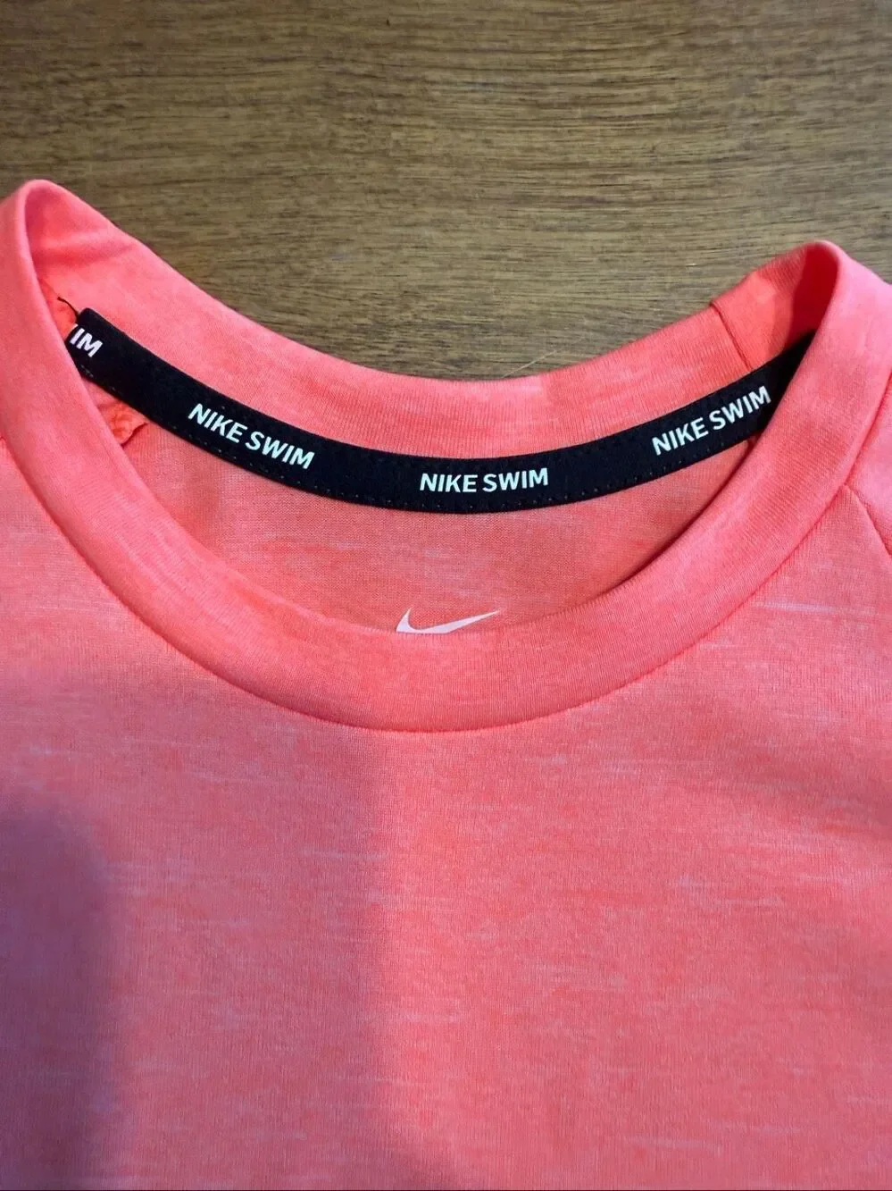 Nike Kids Dri-FIT Heather Crew Neck Raglan Sleeve Swim T-Shirt Orange Large